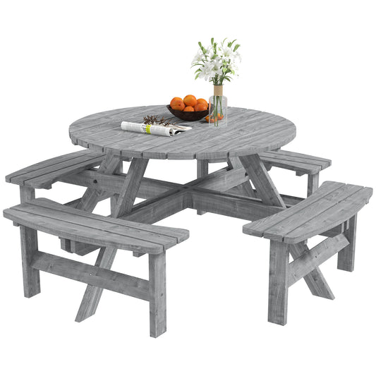 Outsunny 8-Seater Wooden Picnic Set-Fir Wood