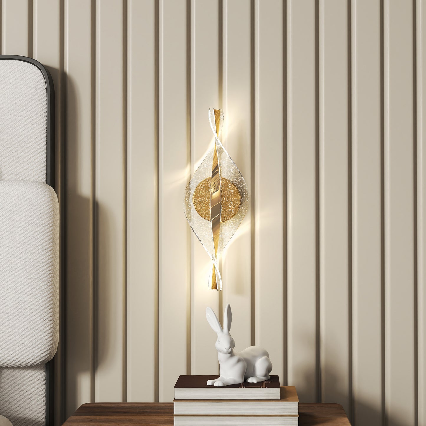 HOMCOM LED Wall Lamp 2 Pack, 13W Modern Spiral Light, Adjustable Colour Temp 3000K/4000K/6500K, for Bedroom, Living Room, Hallway, Stairs, Gold Tone