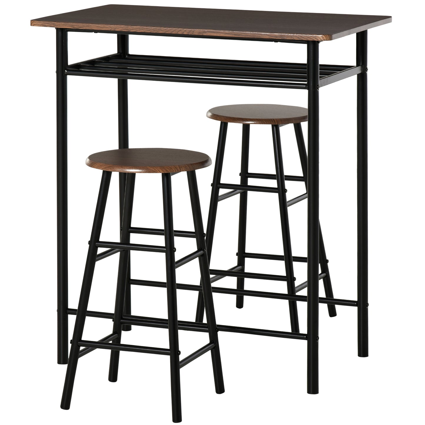 HOMCOM 3-Piece Dining Kitchen Set with 1 Table and 2 Matching Chairs for Home Pub Cafe