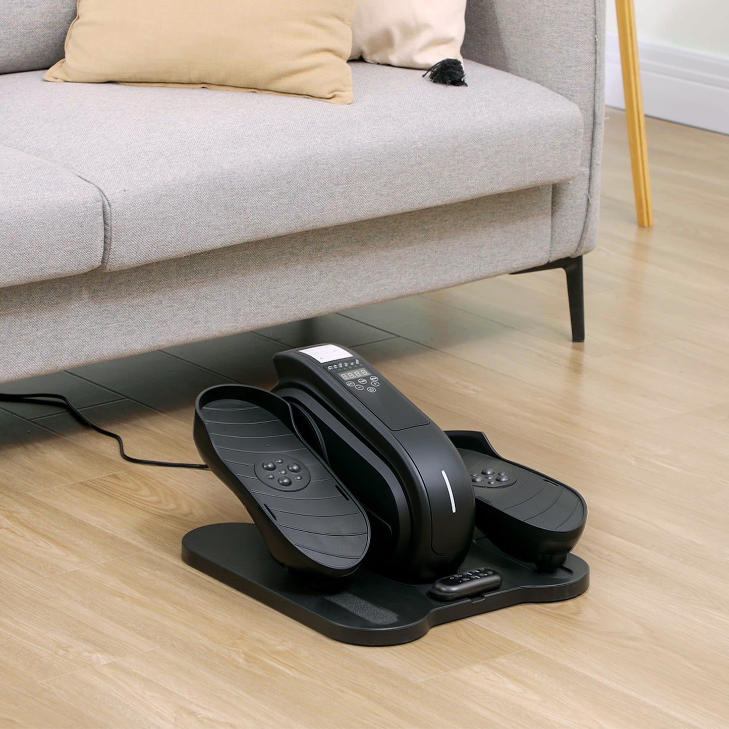 SPORTNOW Under Desk Elliptical Machine, Seated Pedal Exerciser with LCD Monitor, Remote Control, 10 Speeds, Quiet & Portable for Seniors, Black