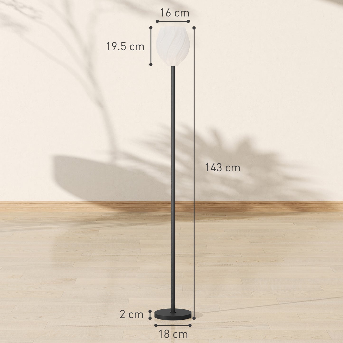 HOMCOM Flower Floor Lamp, 3D Printed Modern Standing Lamp w/ Rose Shade, 3 Color Temps & Foot Switch, Tall Minimalist Lampshade, White