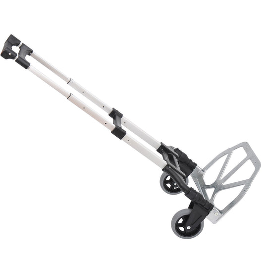 HOMCOM Aluminium Folding Hand Truck Trolley, Heavy Duty Foldable Sack Cart with Adjustable Telescoping Handle, 70KG Load Capacity