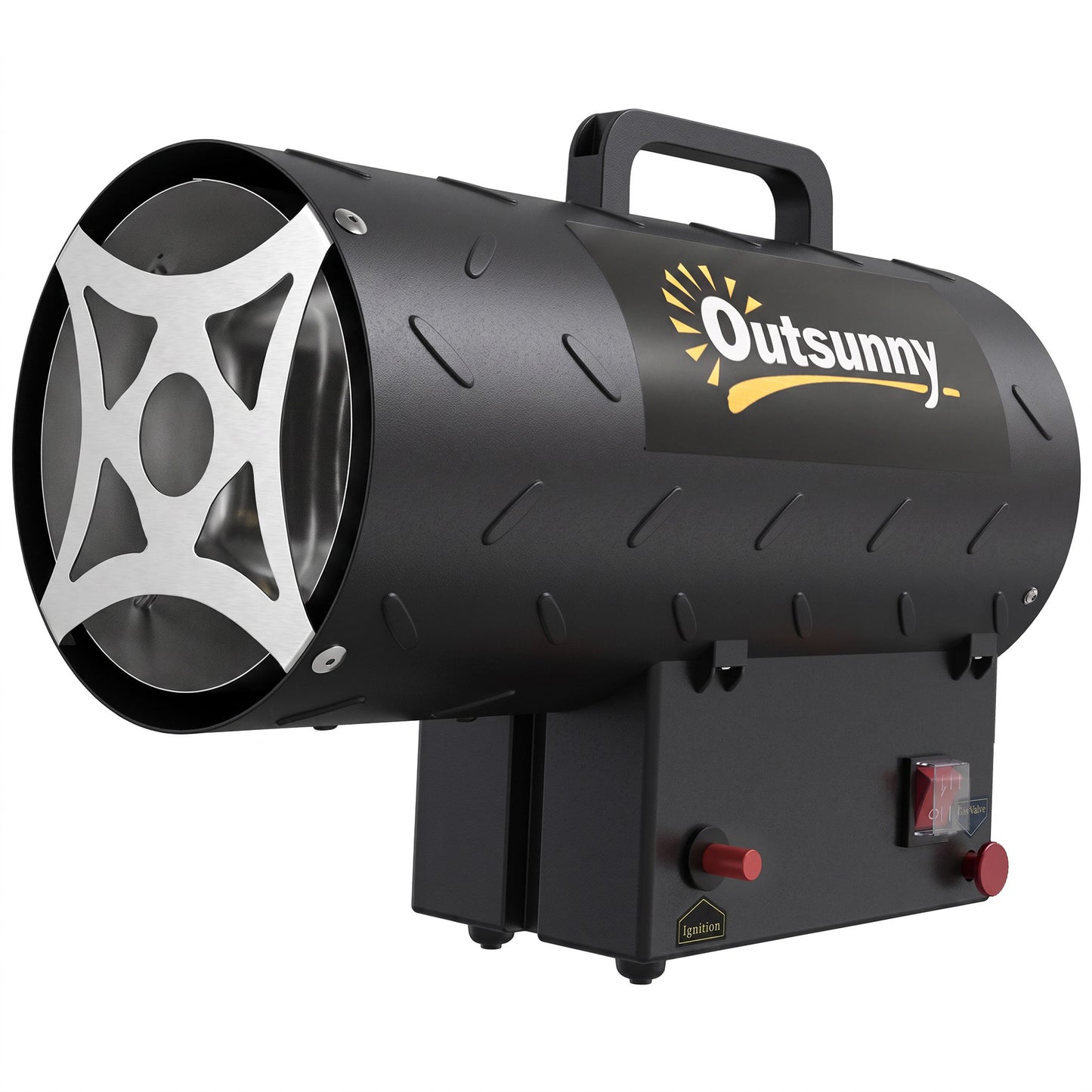 Outsunny 15 kW/51000 BTU Industrial Propane Space Heater, Portable Forced Air Gas Fan Patio Heater w/ Overheat Protection, Black
