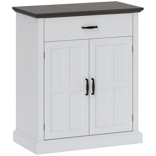 HOMCOM Farmhouse Sideboard with 3 cm Thick Top 2 Barn Doors - White