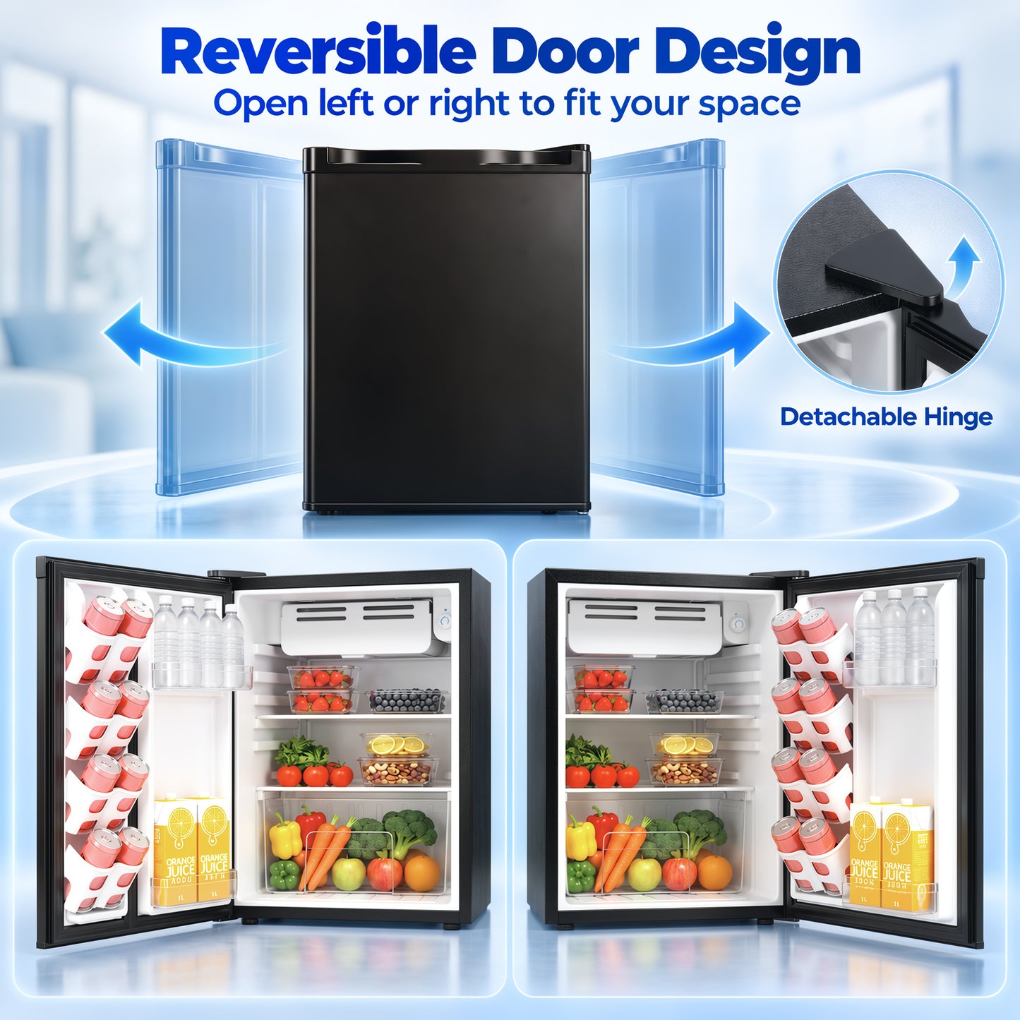 HOMCOM 73 L Mini Fridge with Chiller Box, Single Door Compact Refrigerator, Adjustable Thermostat, Reversible Door, Black