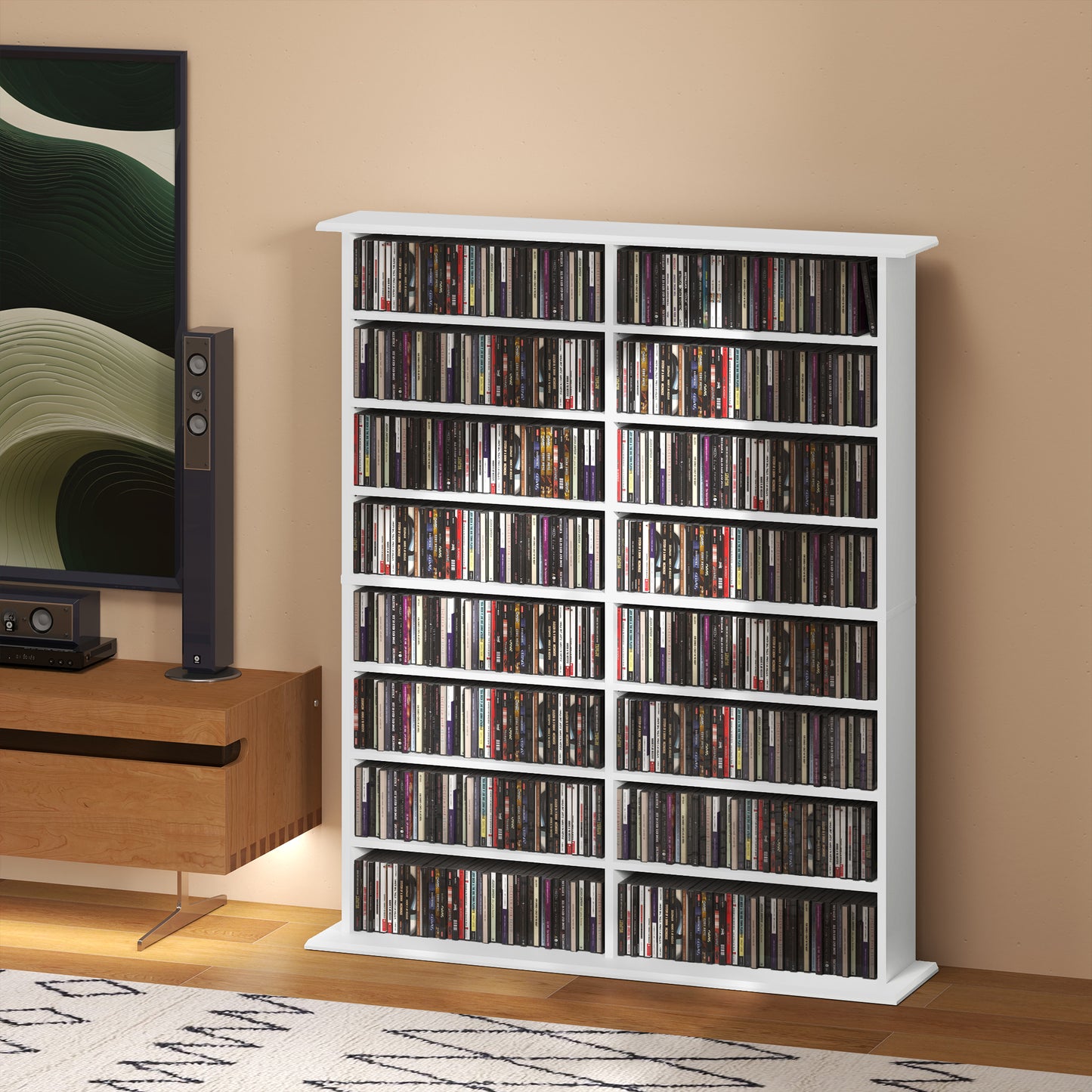 HOMCOM 720 CD/396 DVD/396 Blu-ray Storage Unit - White