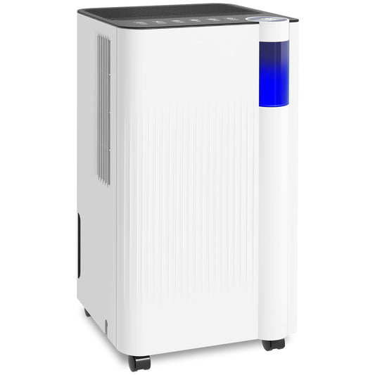 HOMCOM 12L/Day Dehumidifier with Continuous Drainage, 2L Water Tank, 24H Timer