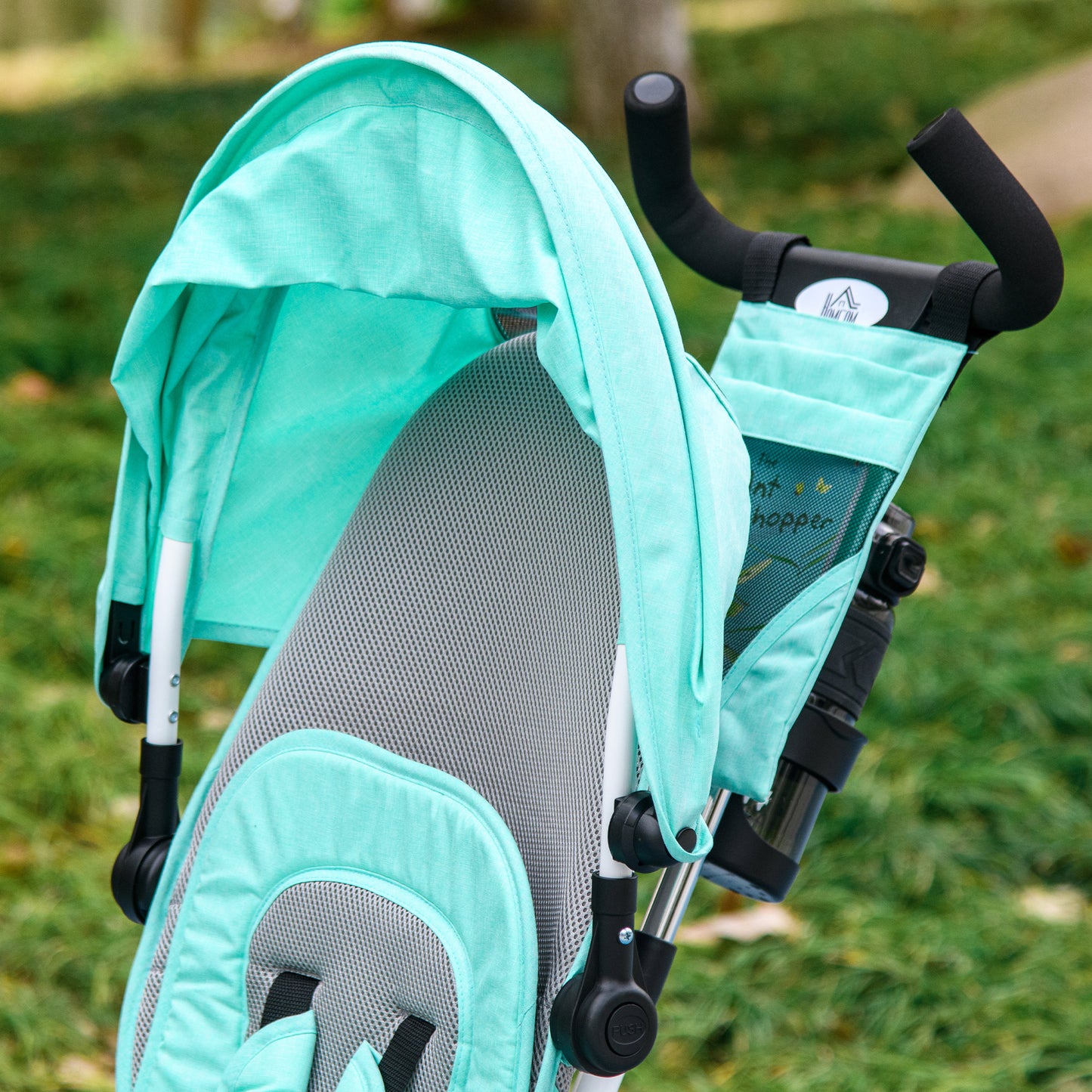 HOMCOM 4 in 1 Kids Trike Push Bike w/ Push Handle Canopy 5-point Safety Belt Storage Footrest Brake for 1-5 Years Green