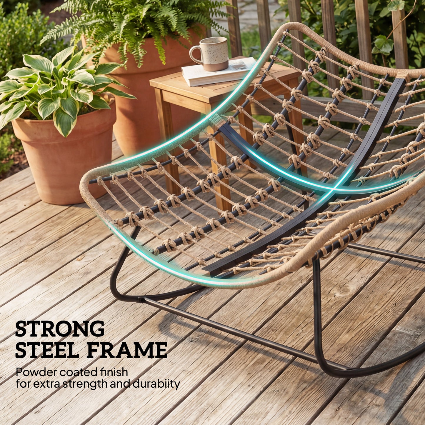Outsunny Indoor Outdoor Rocking Chair, Oversized Rocking Egg Chair with Cushion for Living Room, Garden, Patio, Grey
