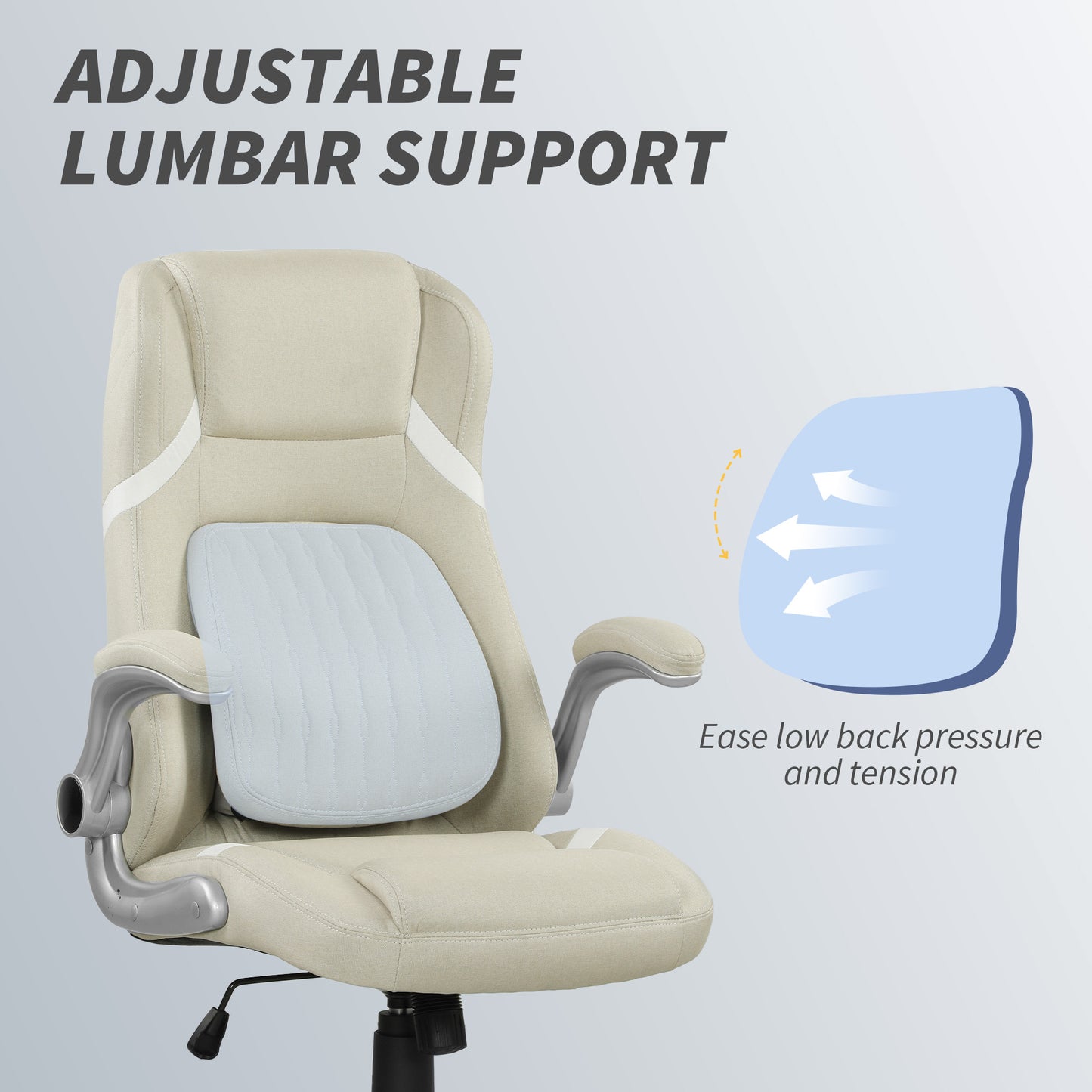 Vinsetto Linen-Look Office Chair, with Adjustable Height and Tension - Beige