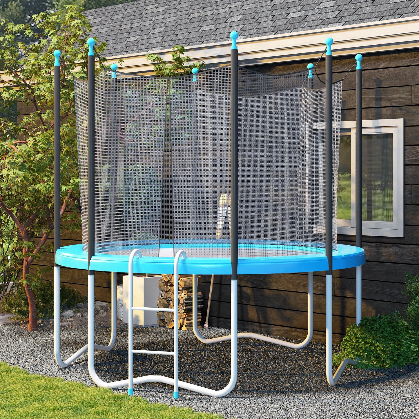 HOMCOM 12ft Trampoline Accessories Safety Pad Ø366cm Replacement Surround Padding Thick Foam Pads Light Blue
