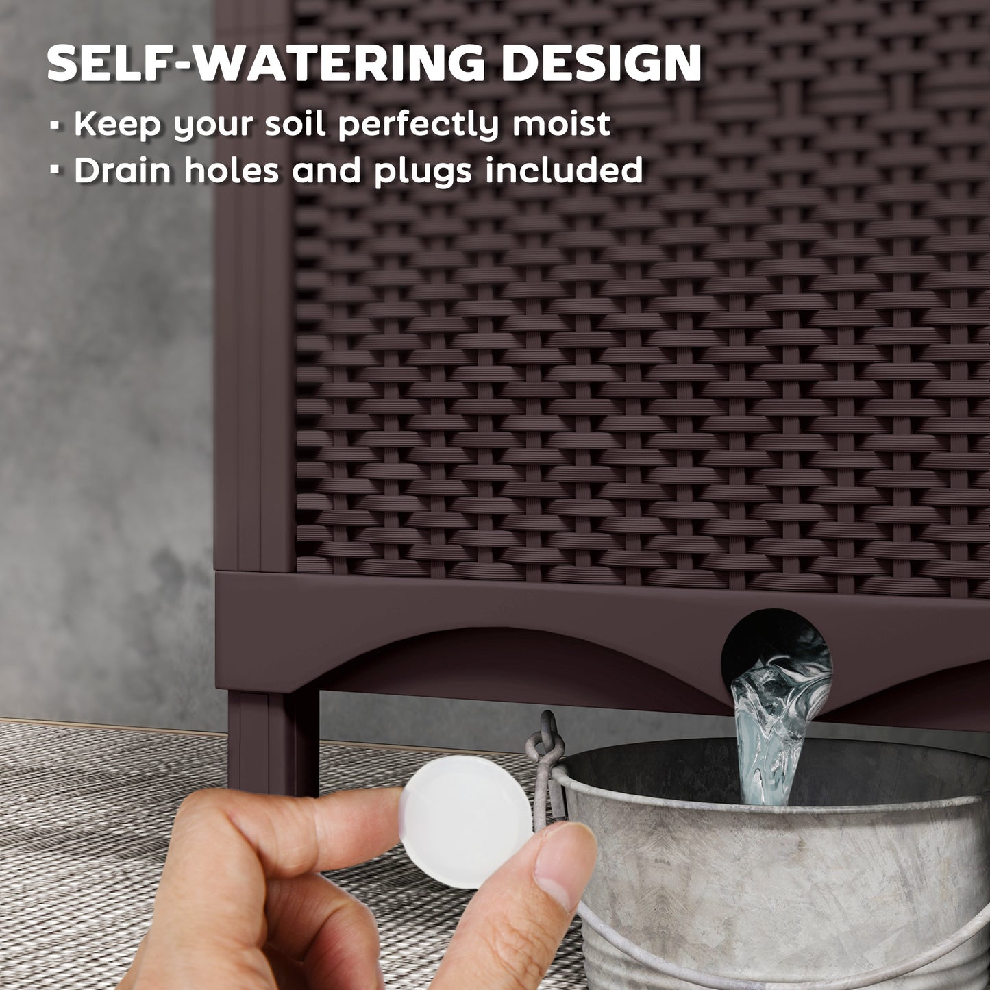 Outsunny Raised Garden Bed with Trellis, Plastic Planter Box with Drainage for Climbing Plants, 80x40x140 cm