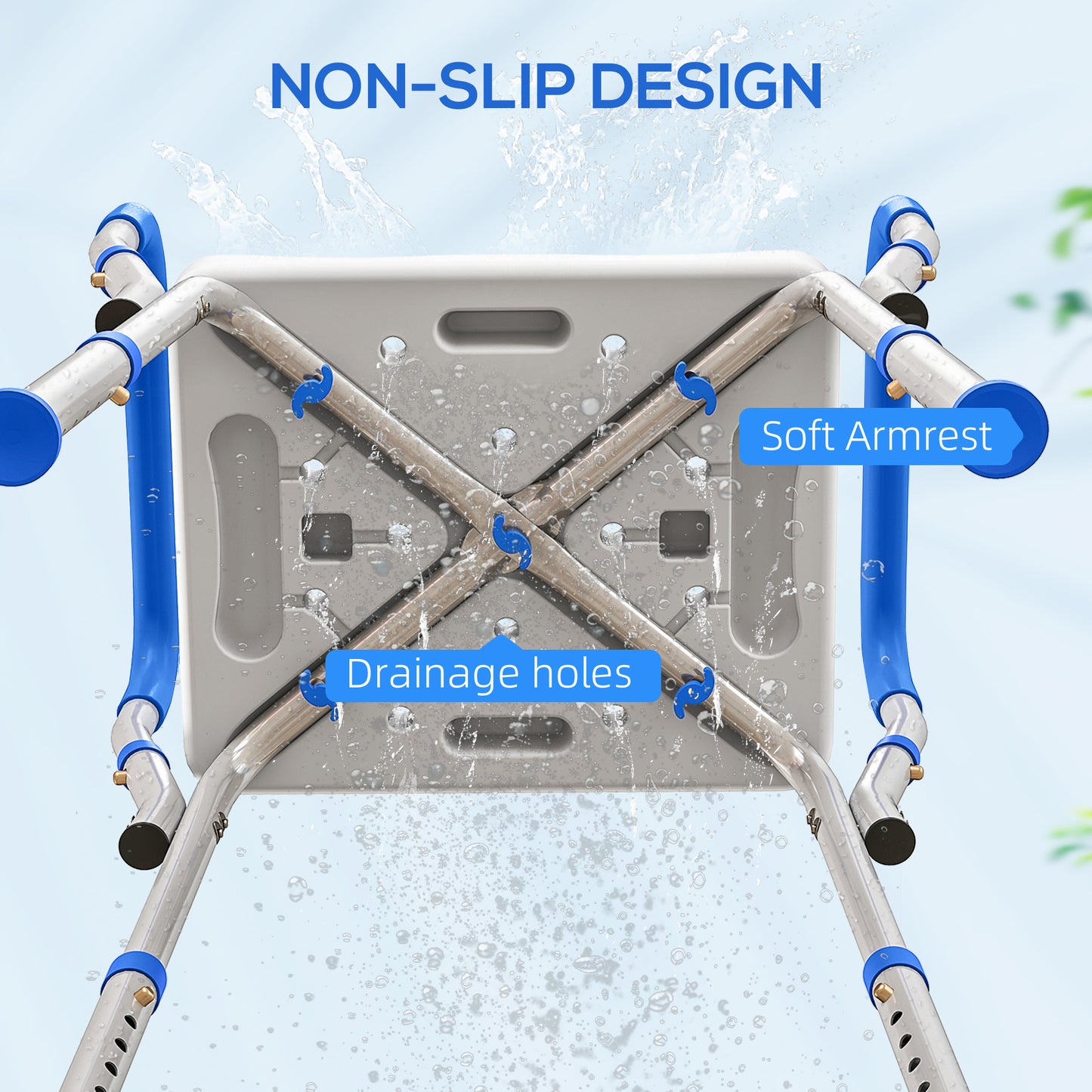 HOMCOM 57-69cm Aluminium Frame Bath Seat