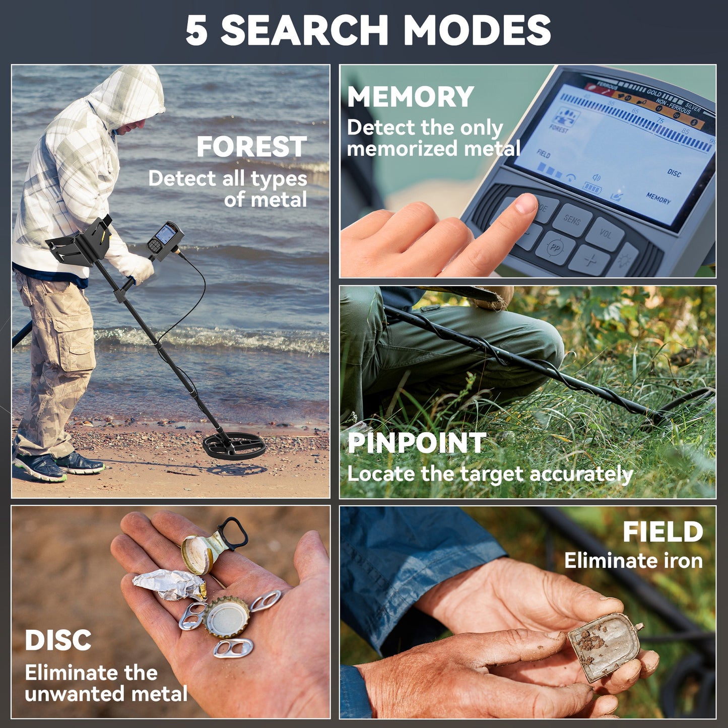 Outsunny Metal Detector for Adults & Beginners, High Accuracy, IP68 Waterproof Coil, 5 Modes, LCD Display