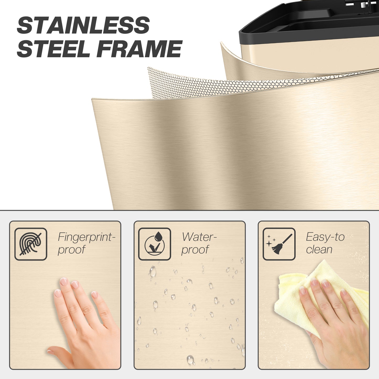 HOMCOM 40L Dual Compartment Stainless Steel Bin, with Deodoriser Holders - Gold Tone