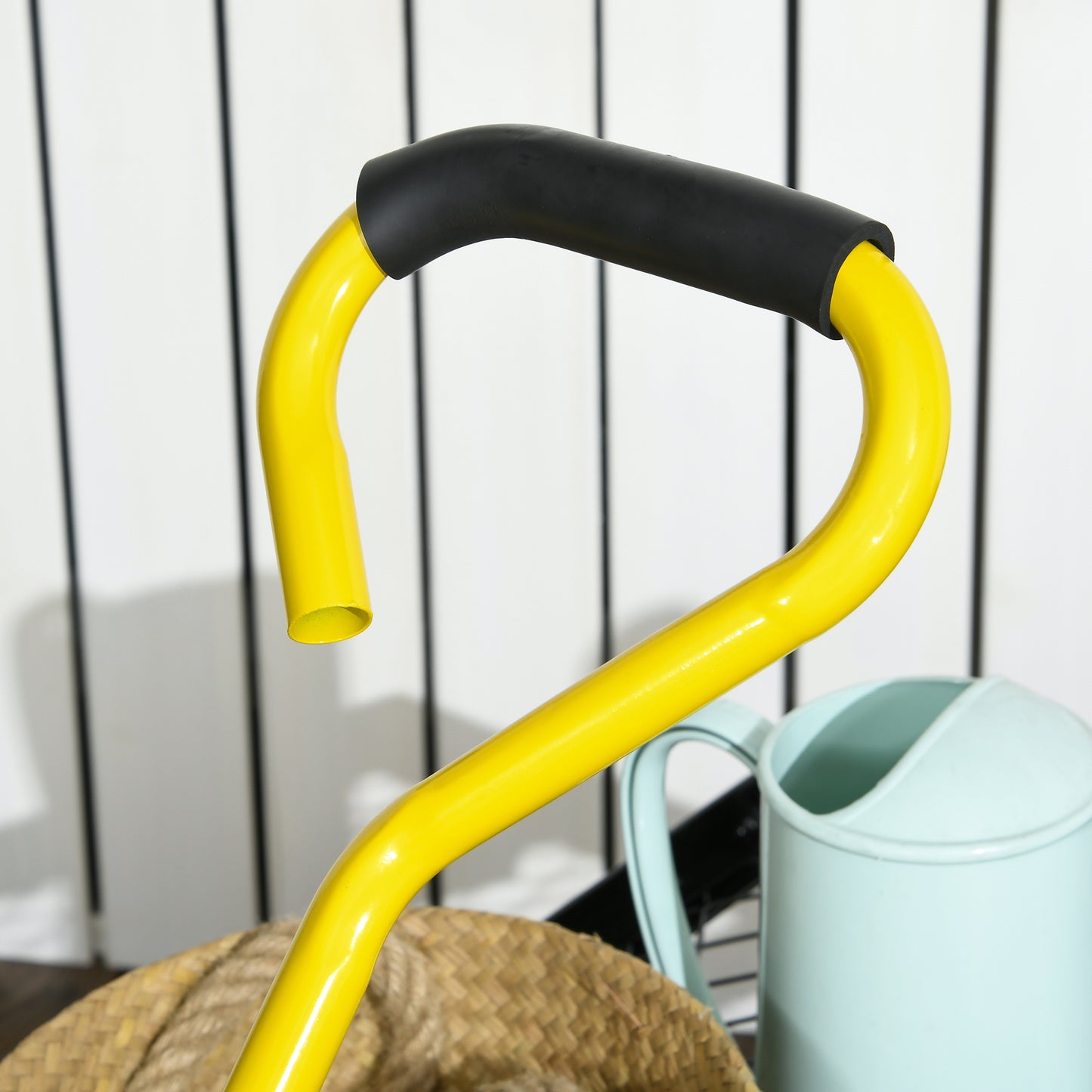 Outsunny Garden Trolley Cart, Heavy Duty Metal Frame with 10" Pneumatic Wheels, Rotating Handle, 150kg Capacity, for Garden/Farm, Yellow