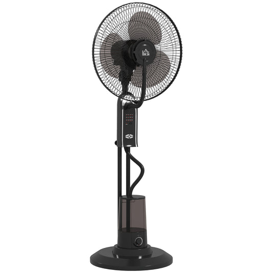 HOMCOM Pedestal Fan with Water Mist Spray, 70° Oscillation, Tilt Head, 3 Speeds, 3 Modes, Adjustable Mist, 3.2L Tank, 120 cm, Home Use