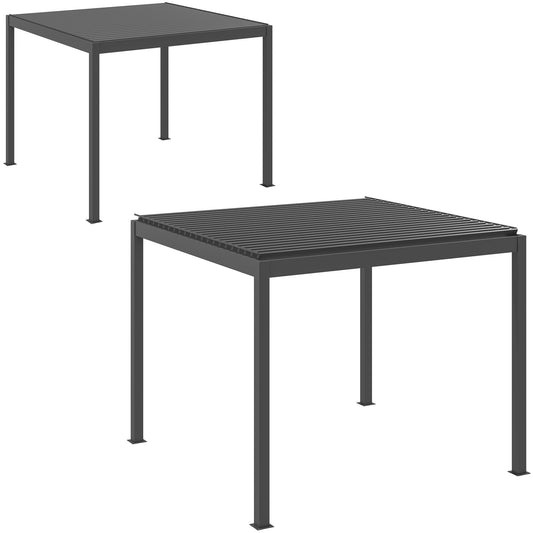 Outsunny Electric Louvered Pergola with LED Lights, Adjustable Roof, Remote, Drainage, Water & UV Proof, Aluminium Hardtop Gazebo, 3x3m, Black.