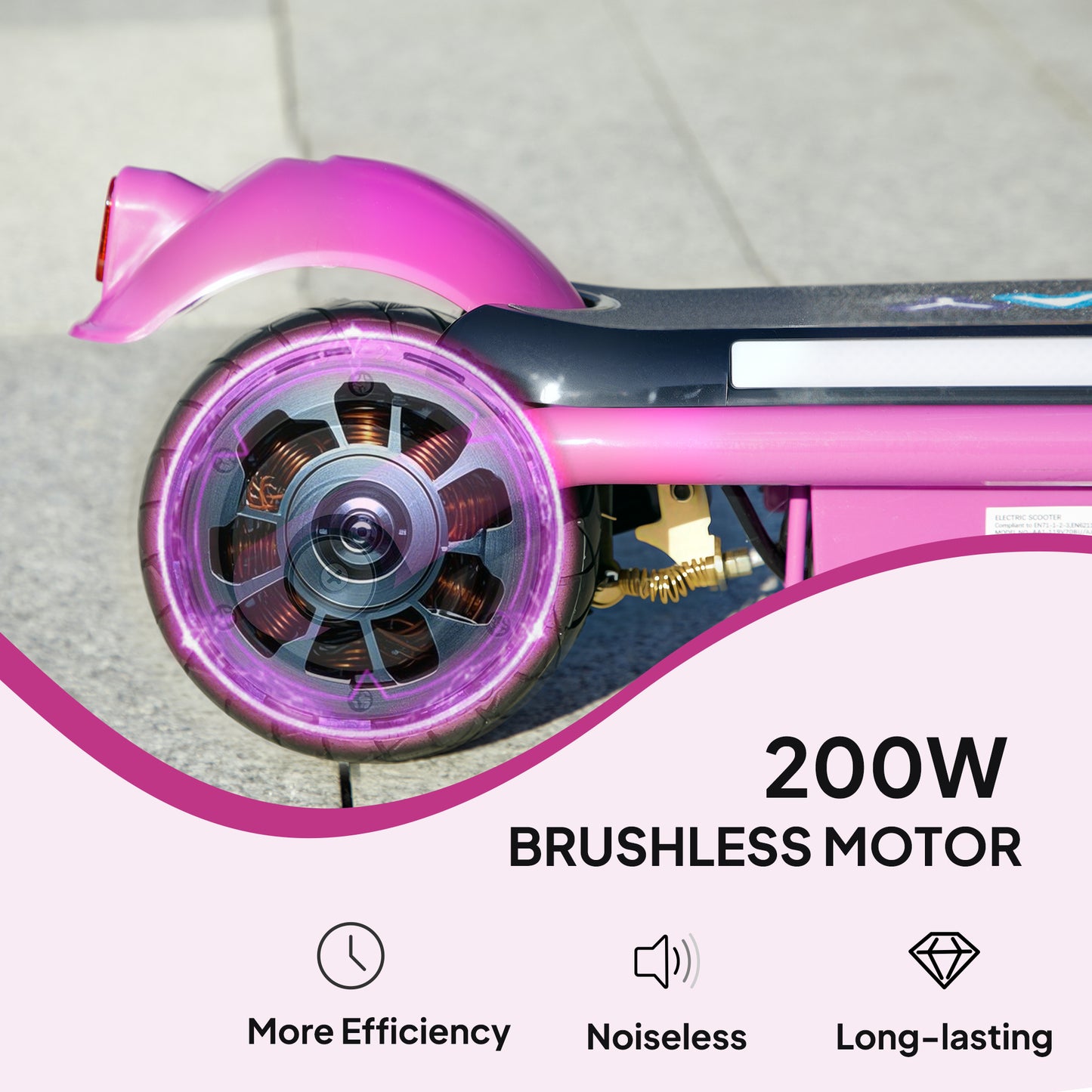 AIYAPLAY Electric Scooter for Kids 6-14, Dual Brakes, Flash Wheel, Colorful Light, Up to 12 KM/H & 10 KM, Purple