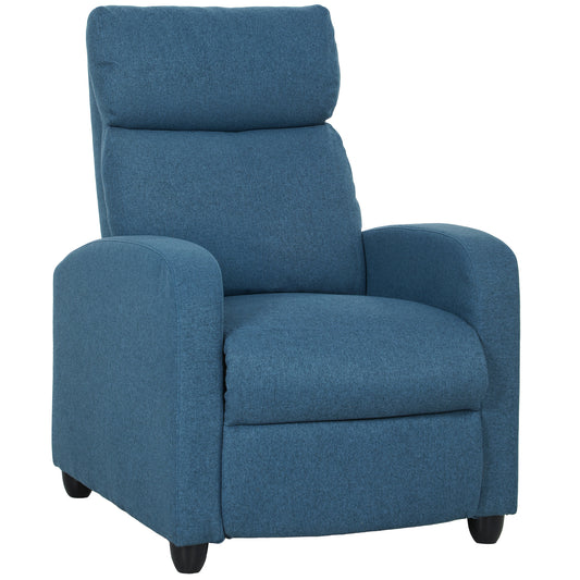 HOMCOM 135° Push Back Recliner Armchair, with Footrest - Blue