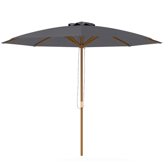 Outsunny 3(m) Wooden Patio Umbrella - Dark Grey