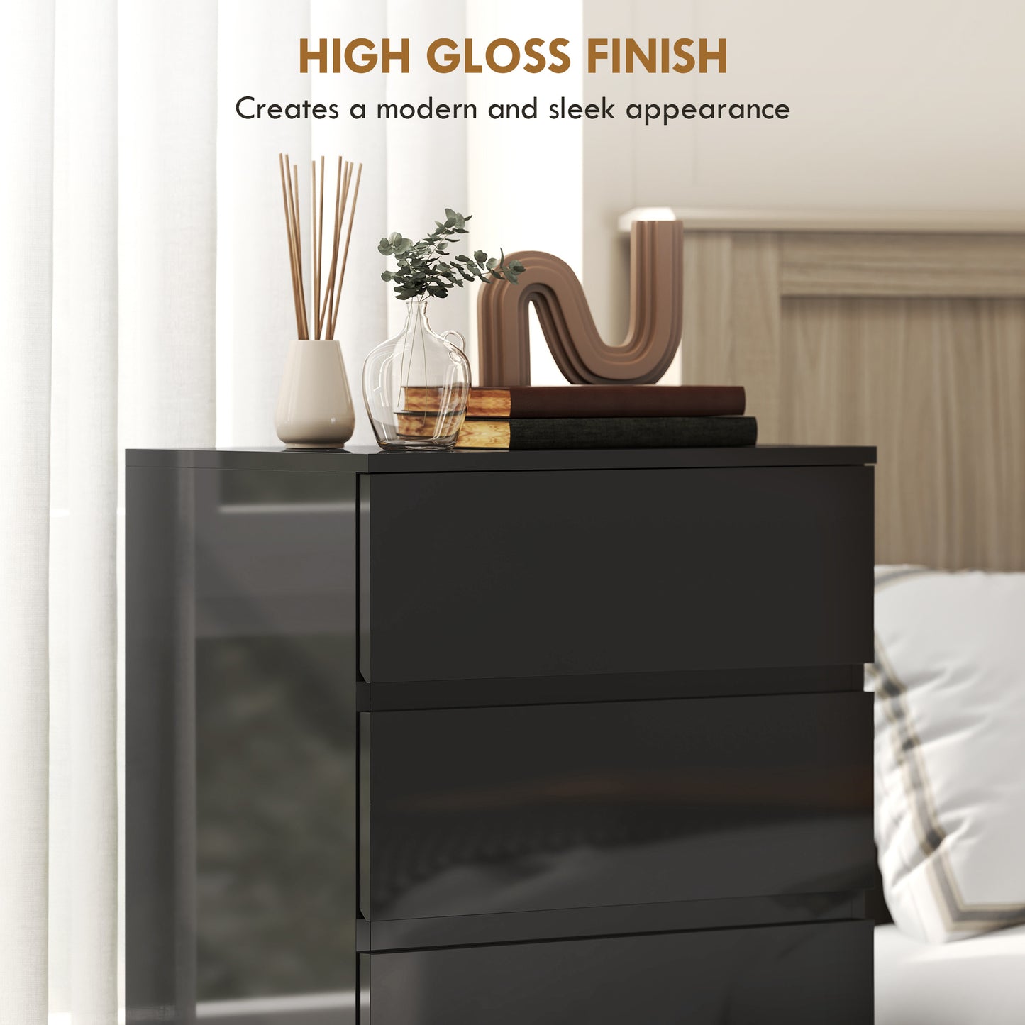 HOMCOM Chest of Drawers, 5-Drawer Storage Cabinets, Modern Dresser for Bedroom