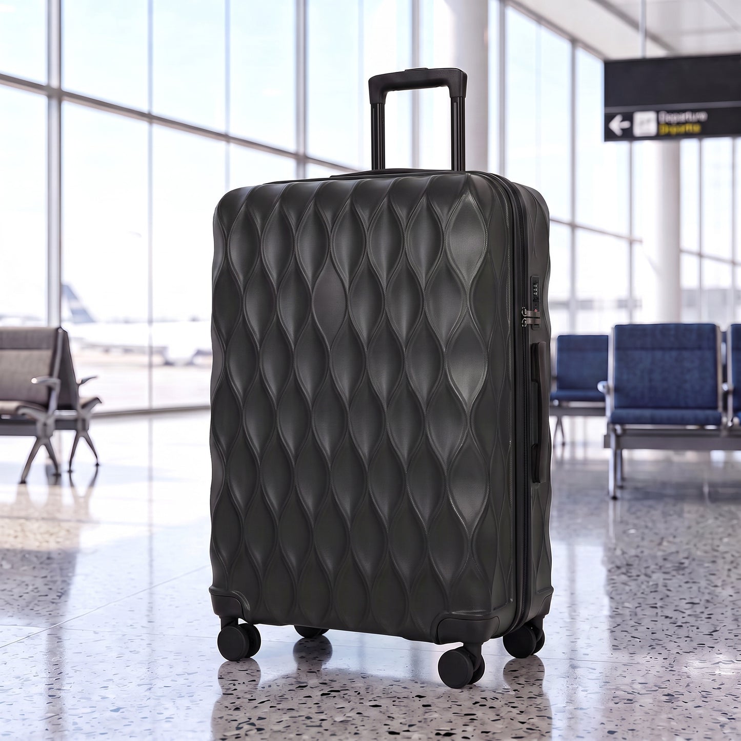 HOMCOM 28Inch Suitcase, ABS Hard Shell Checked Luggage with TSA Lock, Spinner Wheels, Telescopic Handle, Black