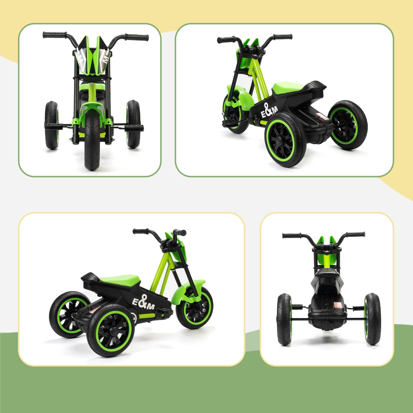 AIYAPLAY Kids Tricycle Baby Trike, Kids Trike with Pedal, 3 Wheel Toddler Balance Bike for Indoor Outdoor Use, Green