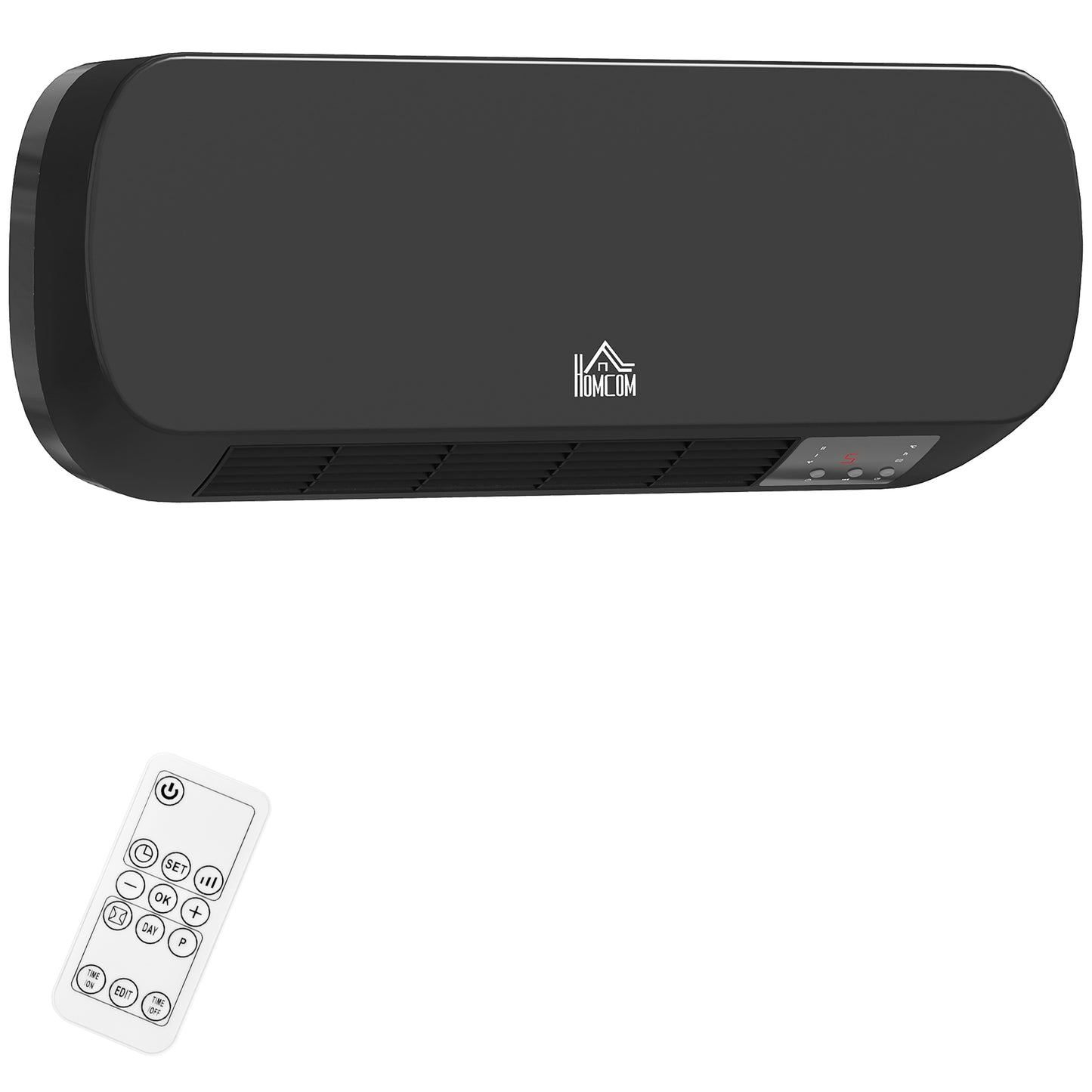 HOMCOM 2000W Wall Mounted Ceramic Space Heater, 10-49°C Temperature, Black