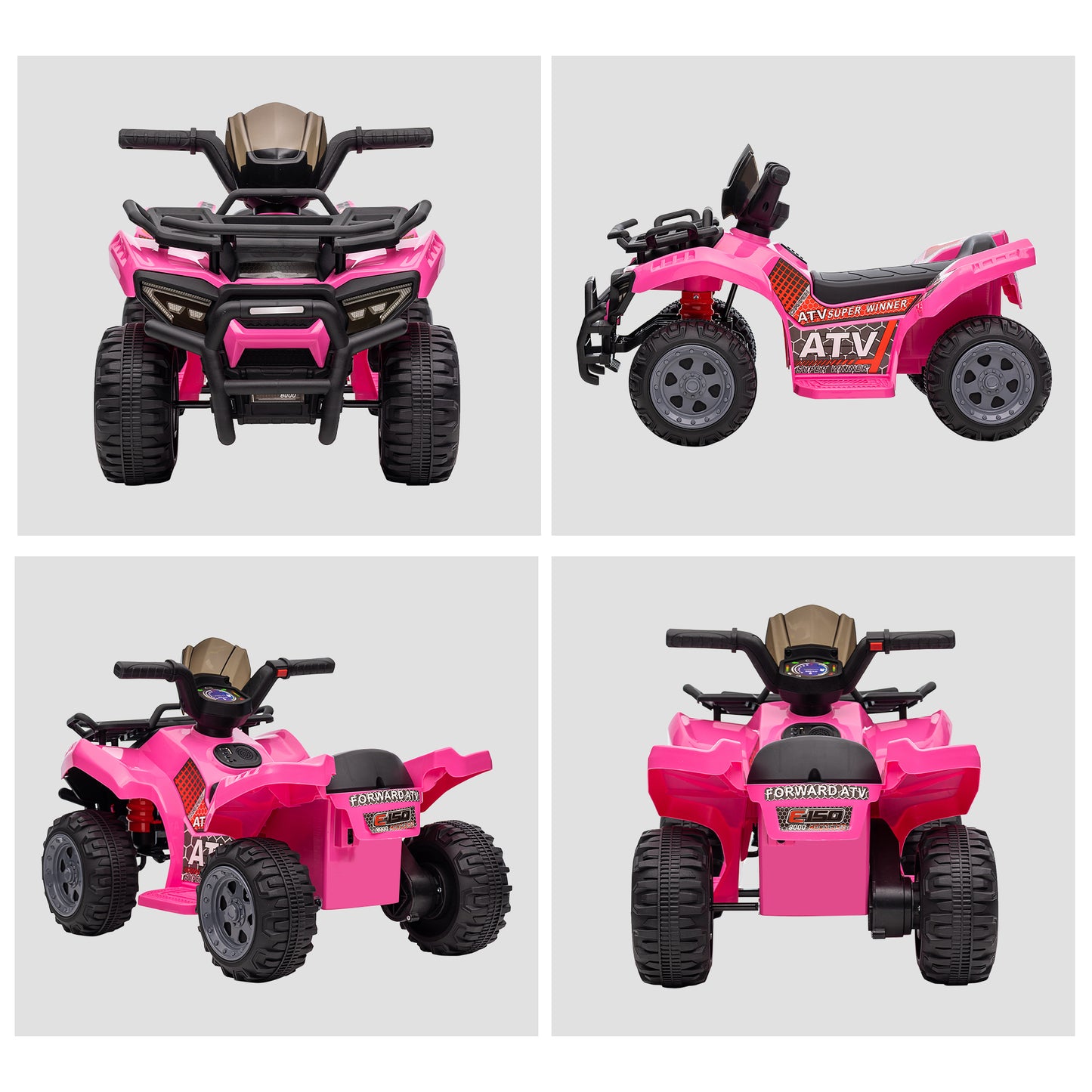 HOMCOM Kids Ride-on Four Wheeler ATV Car with Real Working Headlights for 18-36M