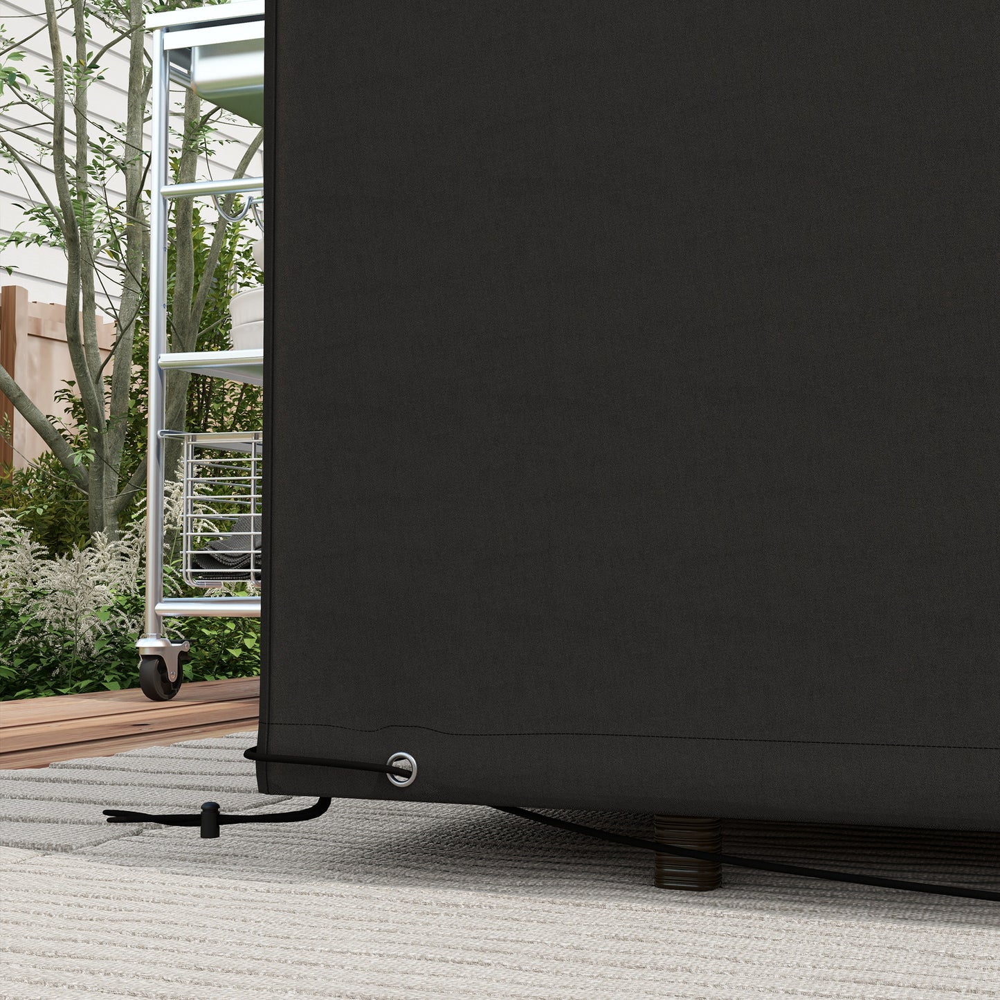 Outsunny Garden Furniture Cover, Waterproof, Anti-UV 600D Heavy Duty Oxford Fabric for Rectangular Sofa Table Set, 245x165x66cm, Black