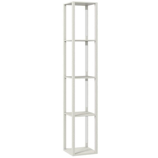 HOMCOM Floor Lamp with Shelves and 3 Brightness Levels - Oak