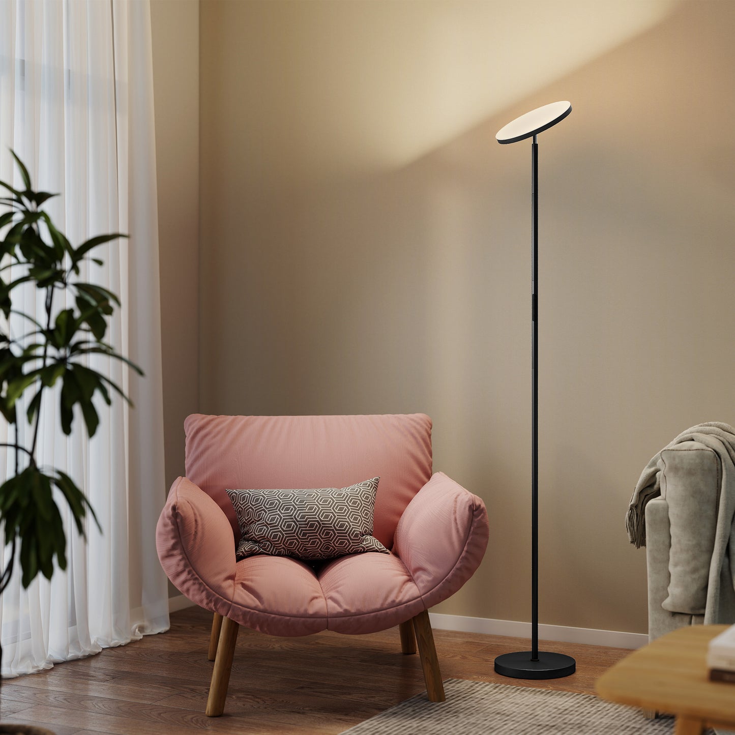 HOMCOM RGB Uplighter Floor Lamp, Tall Dimmable with Remote & Touch Control, 350° Rotatable Head, 2700K-6000K Temperatures, Black