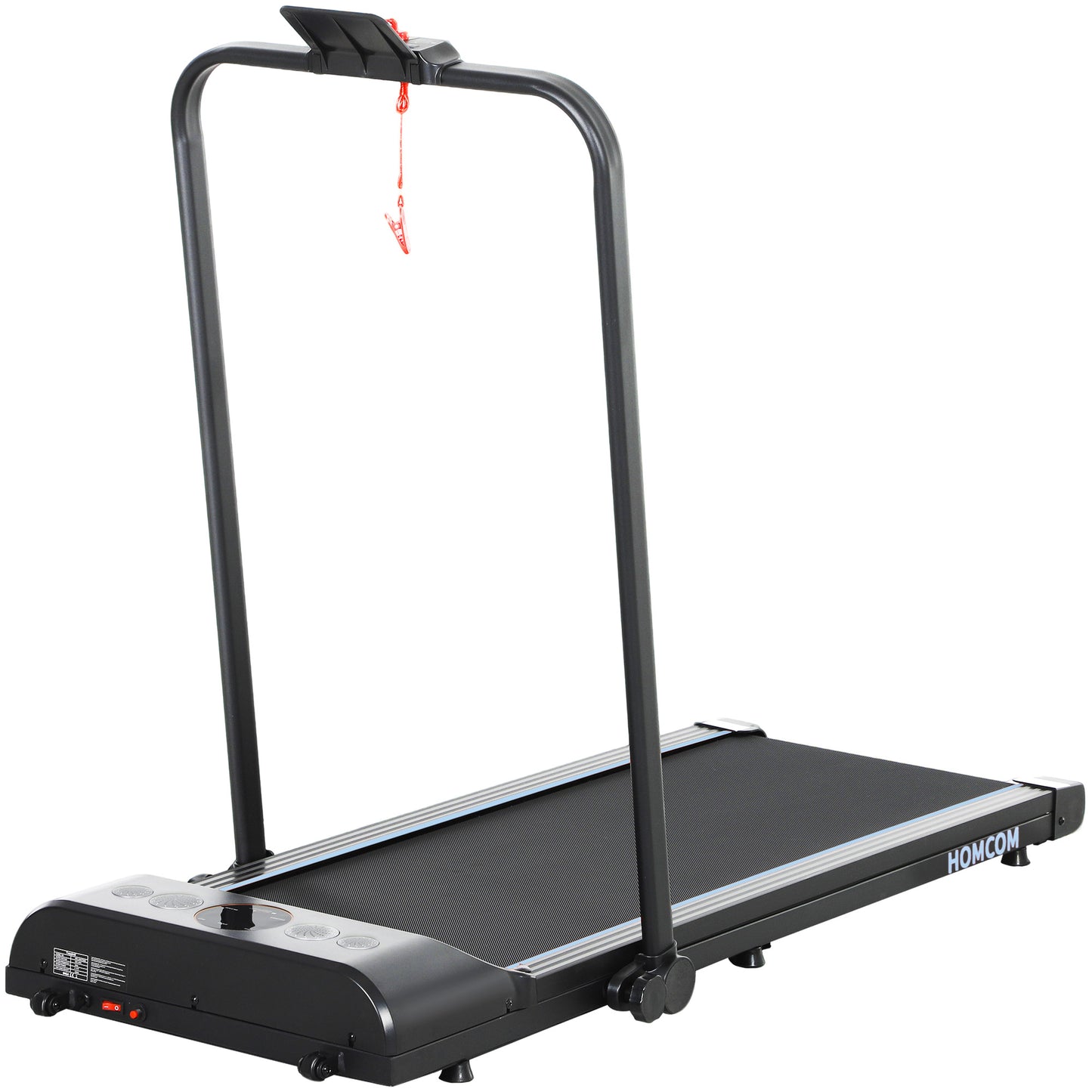 HOMCOM Foldable Walking Treadmill, with LED Display and Wheels, for Home, Office, Gym, Blue