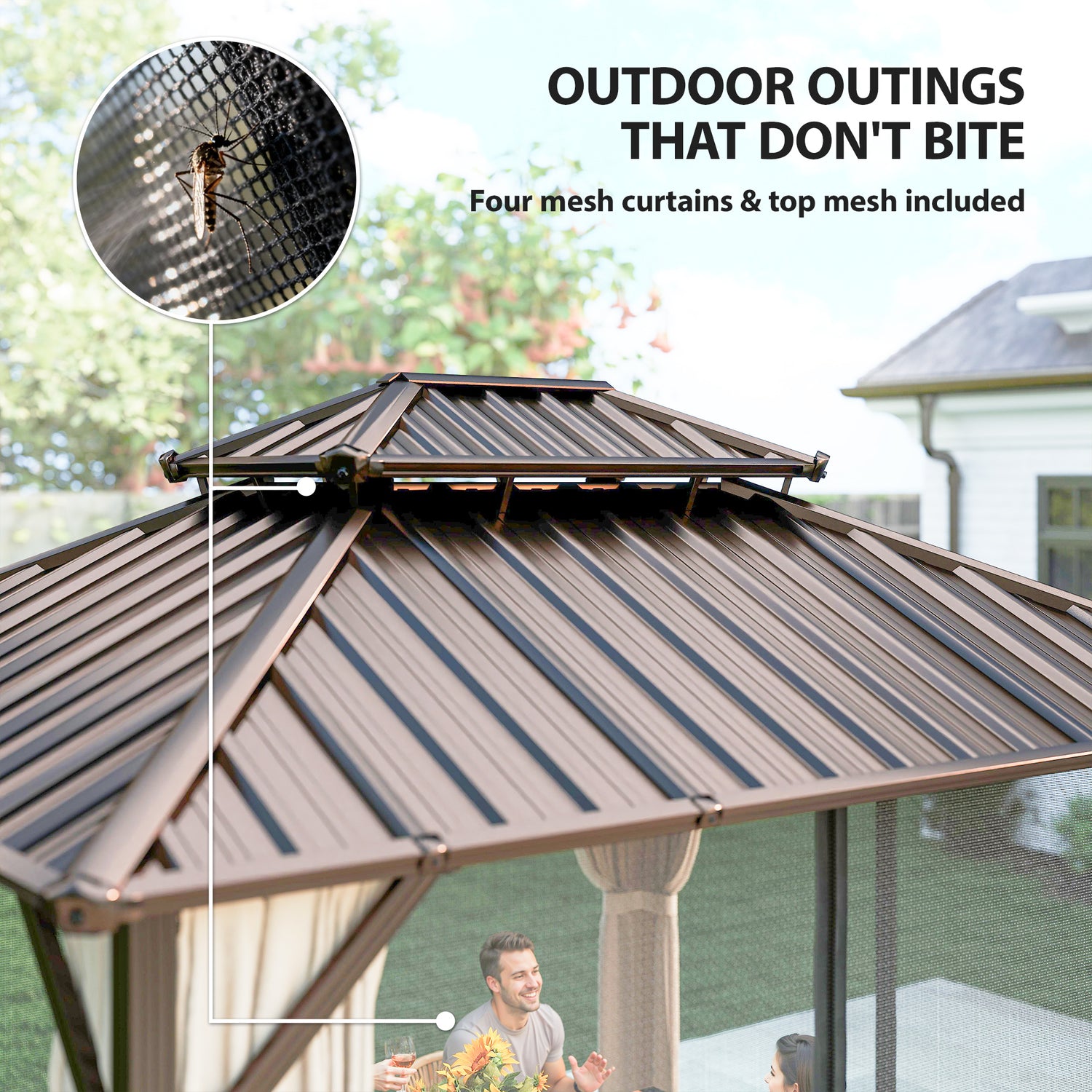 Canopy Rmm Outsunny 3x3 m Hardtop Gazebo Canopy with UPF50+ Double Galvanised Ste ...
