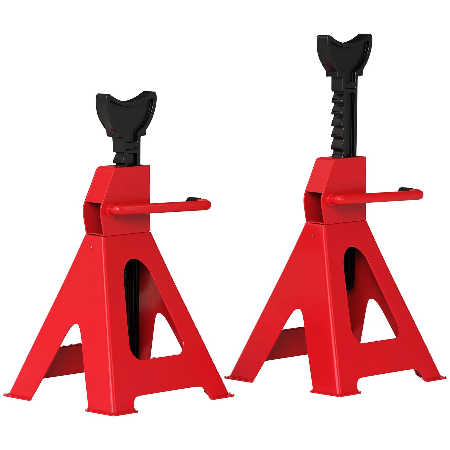 HOMCOM Axle Stands 3 Ton, Pack of 2, 38.5-60 cm Adjustable Heavy Duty Car Lift Tool for Vehicles, Caravans, Workshops, Red