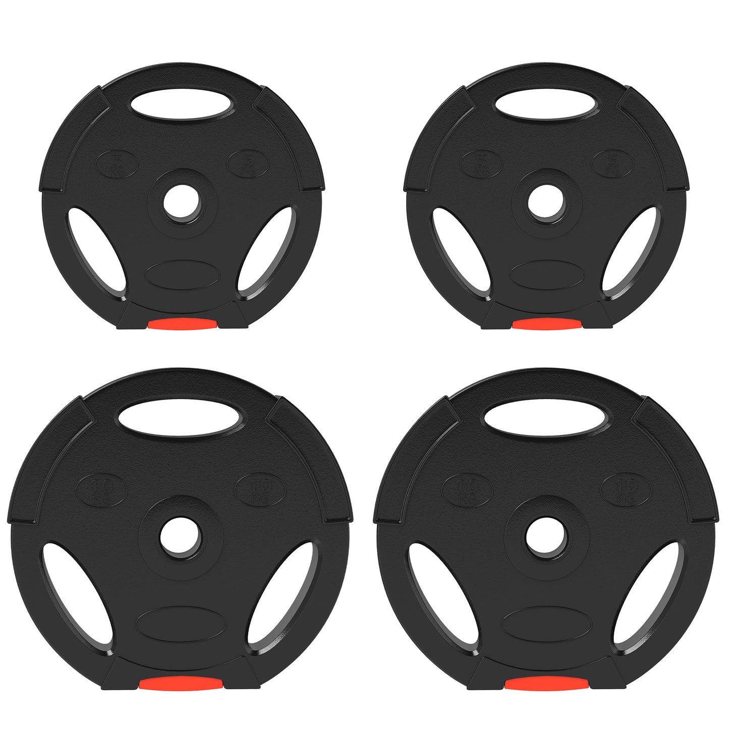 SPORTNOW Olympic Weight Plates Set, with Two 10kg and Two 5kg weights, Black