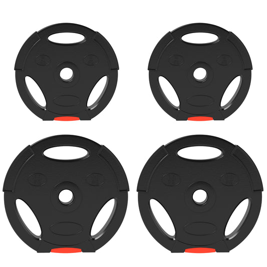SPORTNOW Olympic Weight Plates Set, with Two 10kg and Two 5kg weights, Black