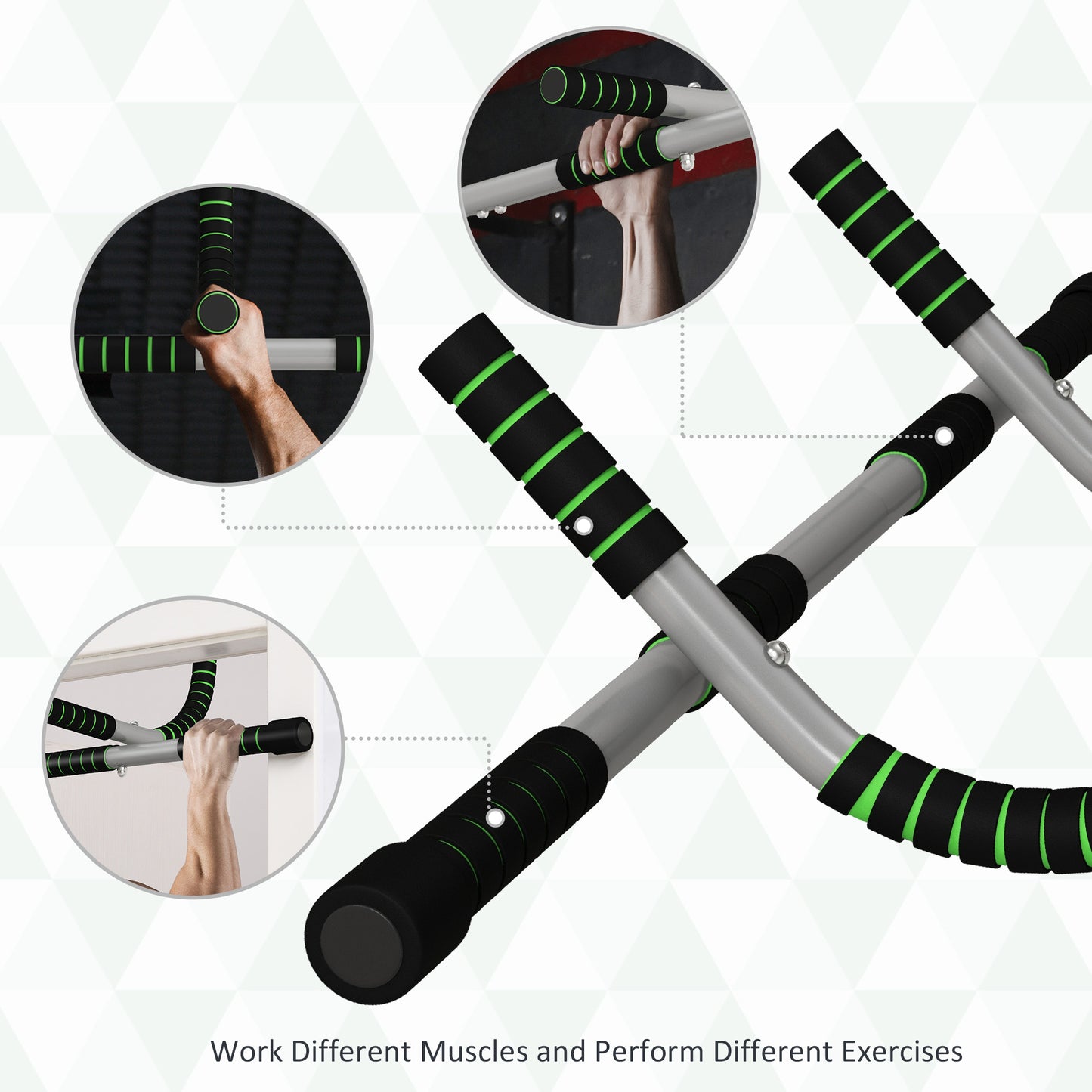 HOMCOM Pull-Up Bar for Doorway, Home Fitness Door Horizontal Bar Push up Bar for Indoor Gym Upper Body Workout, Green