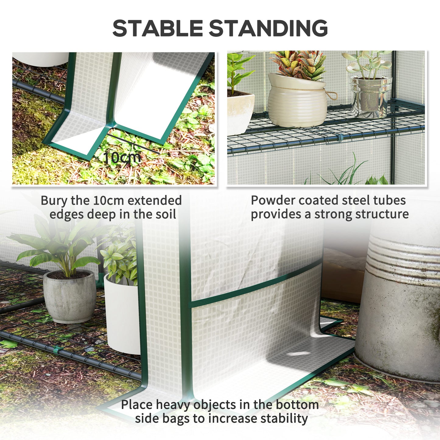 Outsunny Three-Tier Mini Greenhouse - Green Border