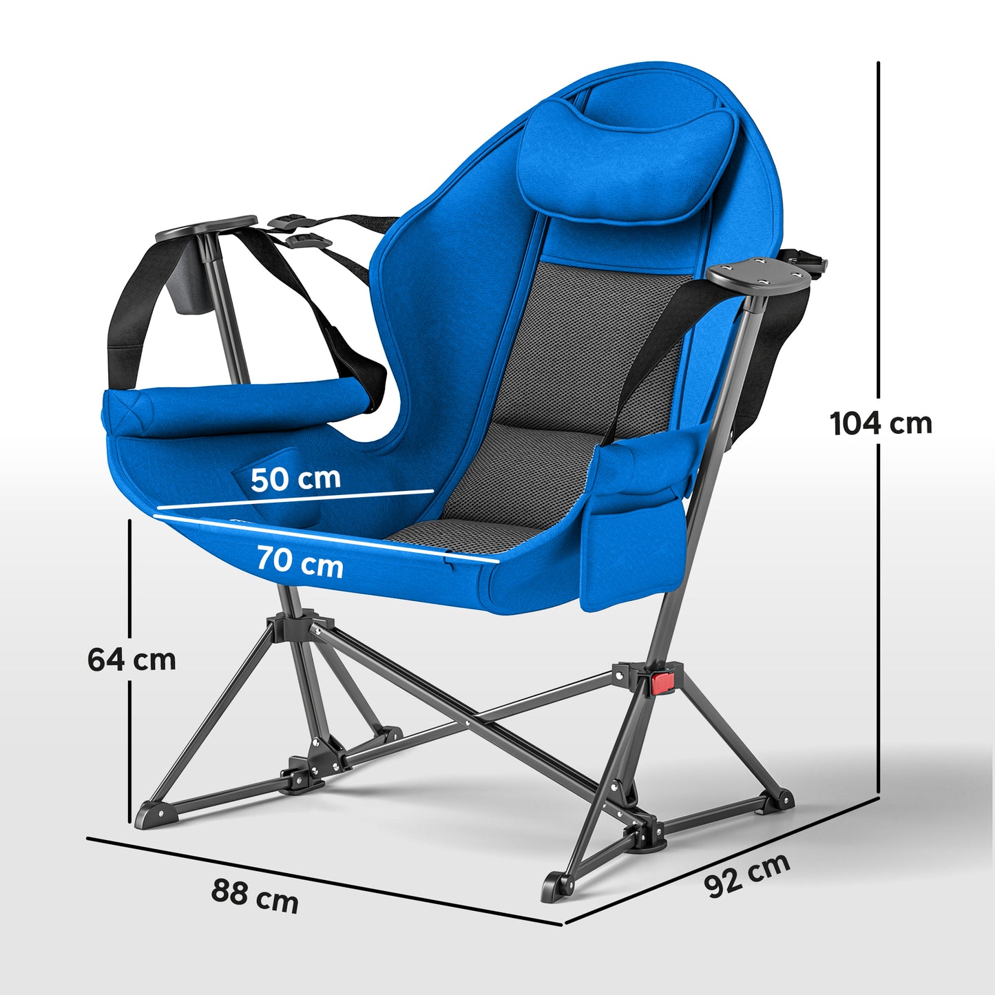 Outsunny Hammock Camping Chair Set of 2, Adjustable Swing Chair with Cup Holder, Headrest & Carry Bag, Blue