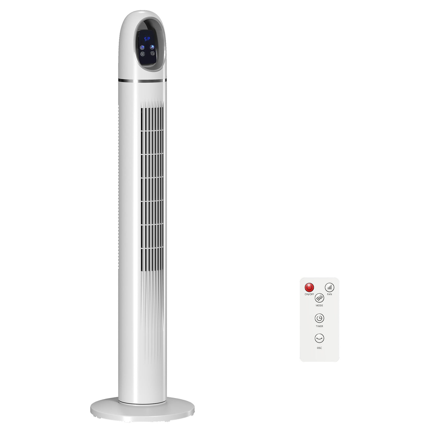 HOMCOM Tower Fan for Bedroom, Standing Floor Fan with 70° Oscillating, 3 Modes, 3 Speeds, 24 Hour Timer, White