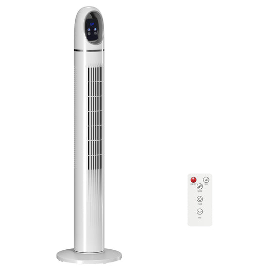HOMCOM Tower Fan for Bedroom, Standing Floor Fan with 70° Oscillating, 3 Modes, 3 Speeds, 24 Hour Timer, White