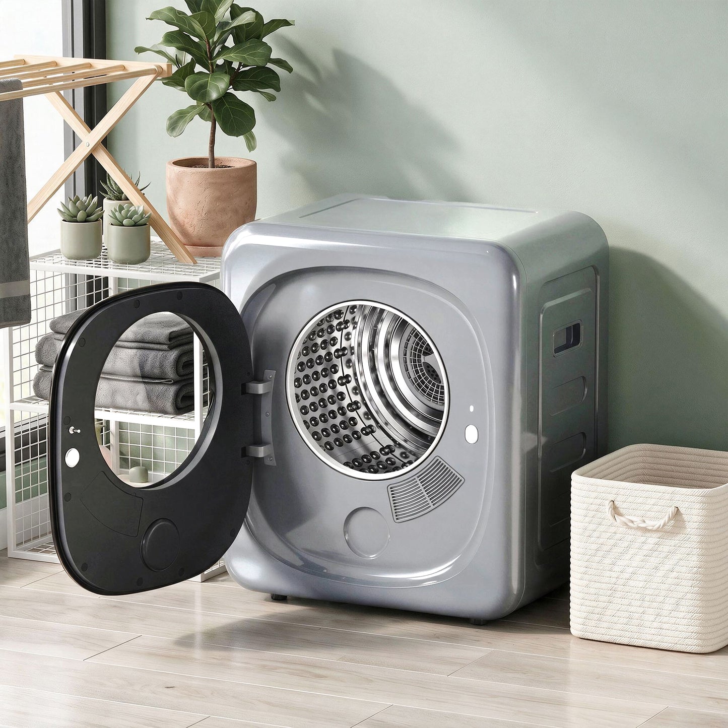 HOMCOM 4kg Vented Tumble Dryer with 5 Drying Mode, 800W Compact Freestanding Front Tumble Dryer, Silver