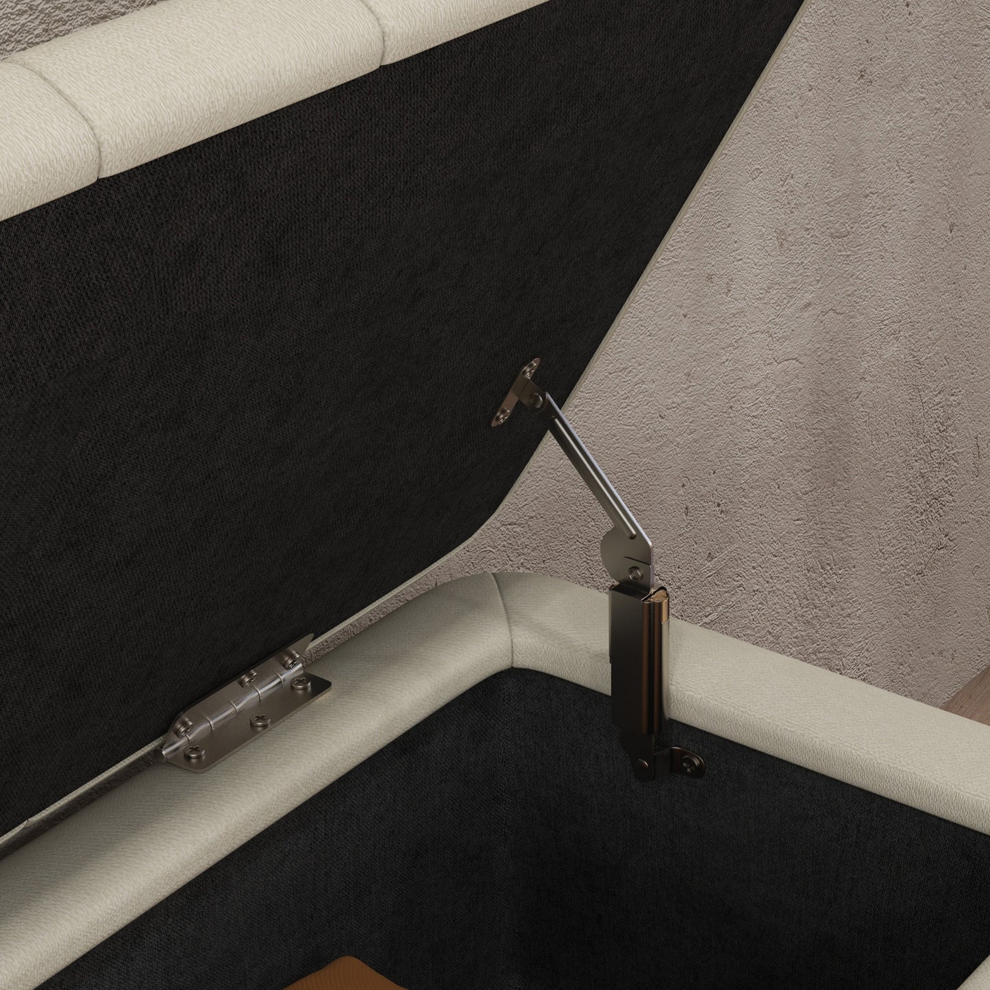 HOMCOM Storage Ottoman Linen Fabric Bench with Flip Top - Cream White