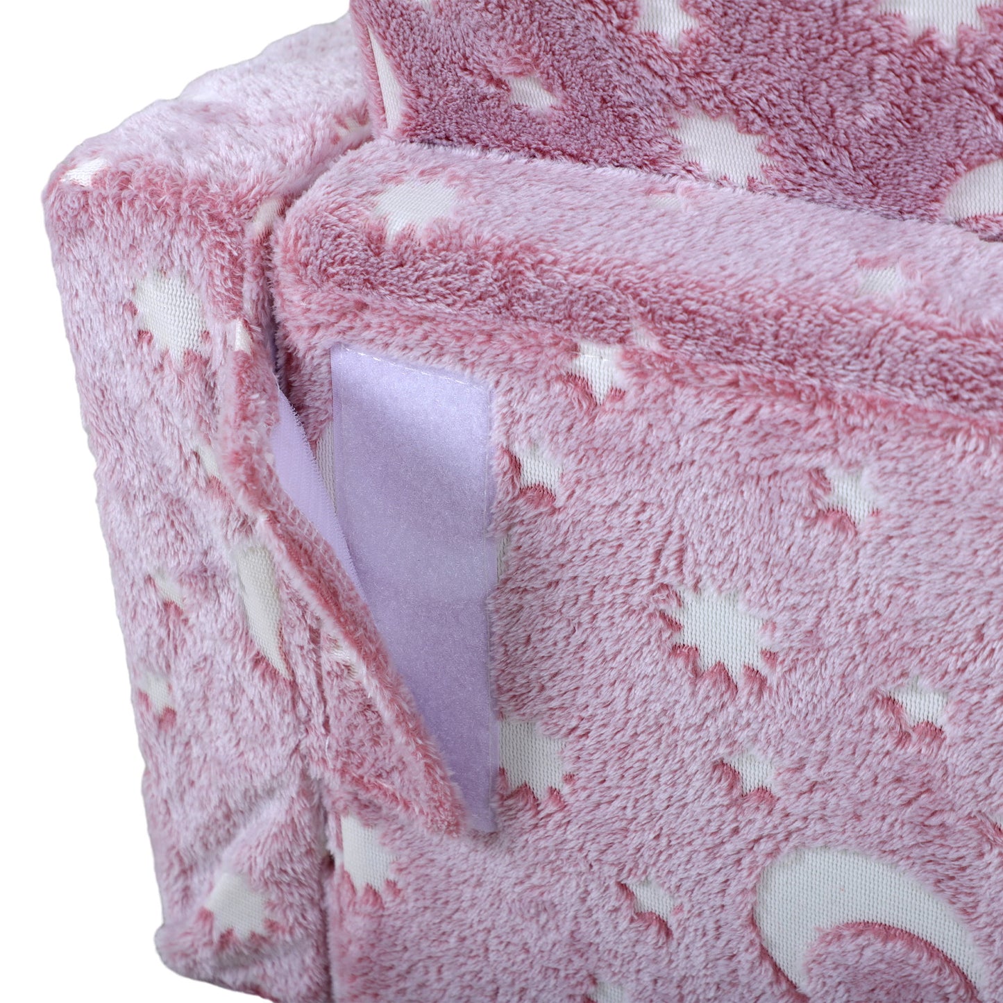 AIYAPLAY 2 in 1 Kids Foldable Chair with Glow in The Dark Stars Moon Design, Washable Cushion and Cover - Blue