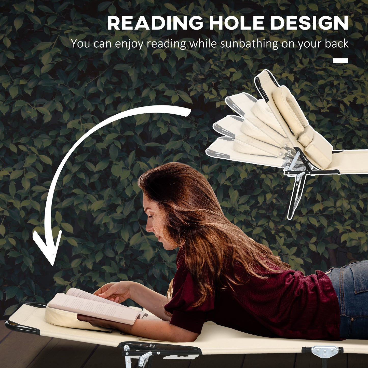 Outsunny Adjustable 2-Piece Sun Lounger Set with Pillow - Brown