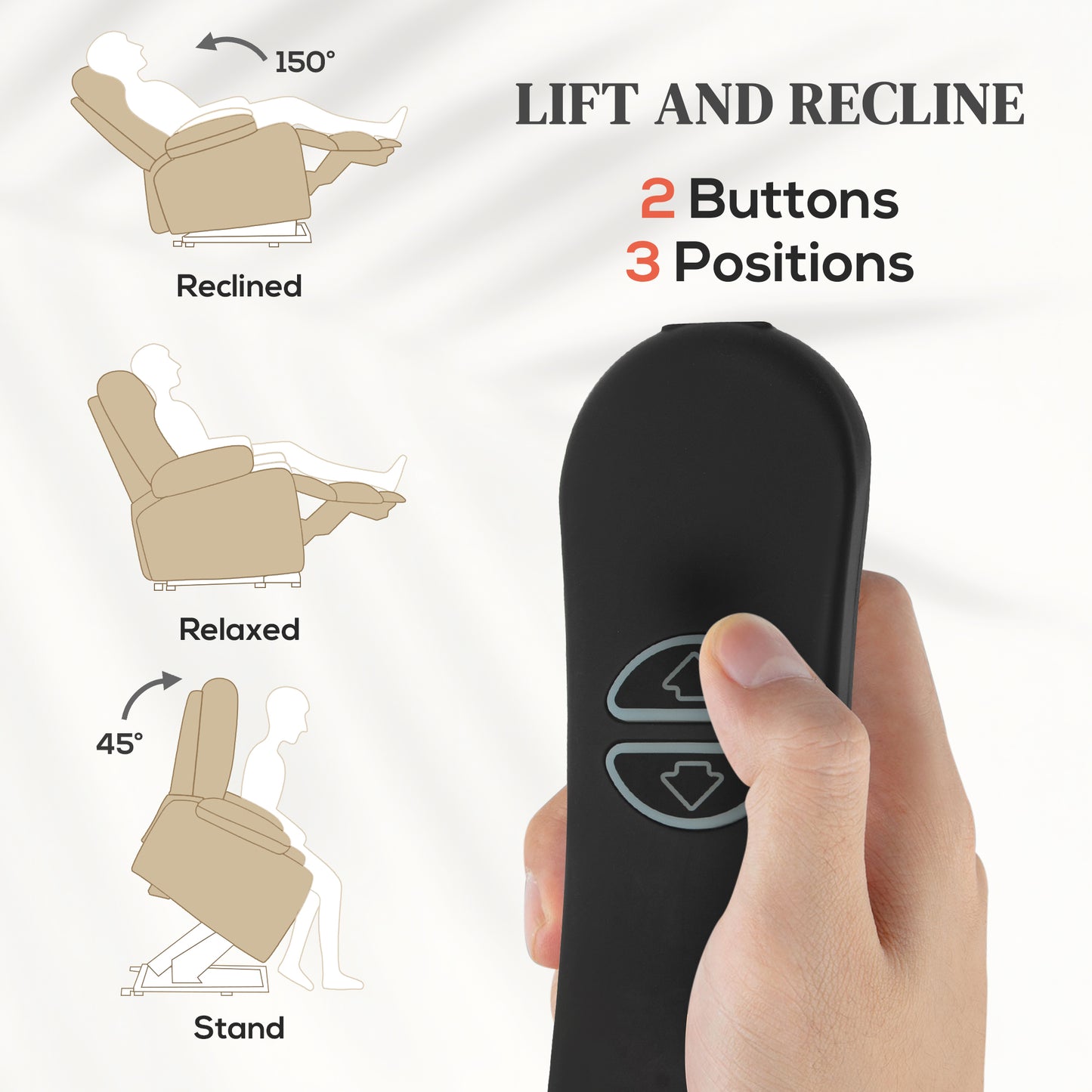 HOMCOM Power Lift Recliner Chair, Wingback Tufted Electric Lift Armchair, Beige