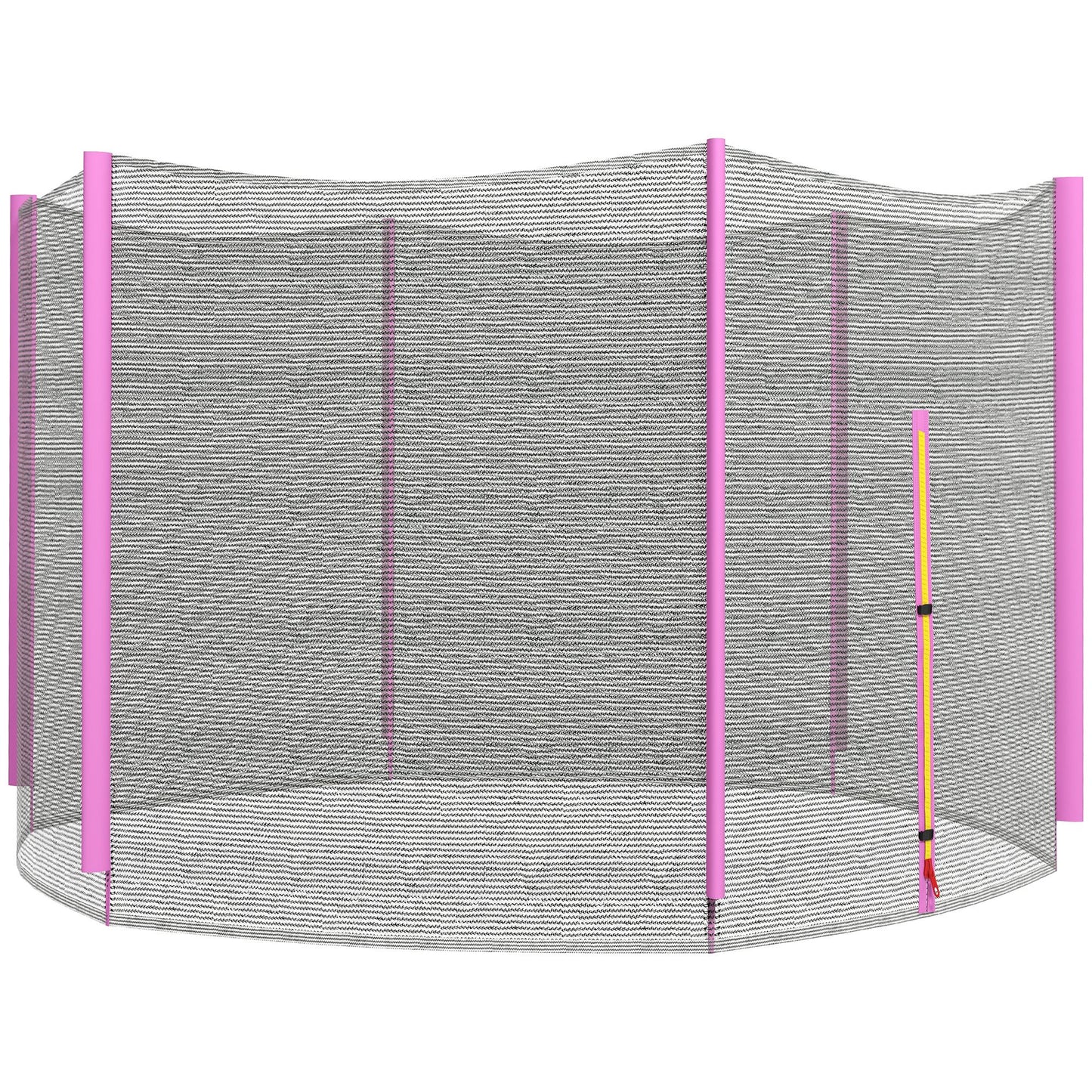 SPORTNOW 10ft Trampoline Net, Replacement Safety Net Enclosure Net with Zipped Door and  6 Plastic Pole Covers, Pink