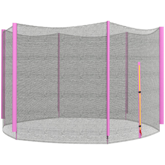 SPORTNOW 10ft Trampoline Net, Replacement Safety Net Enclosure Net with Zipped Door and  6 Plastic Pole Covers, Pink